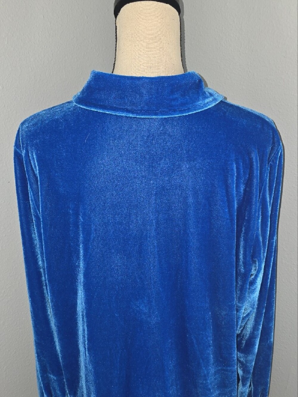 Soft Surroundings Blue Velvet Button-Front Shirt Sz L - Picture 6 of 8